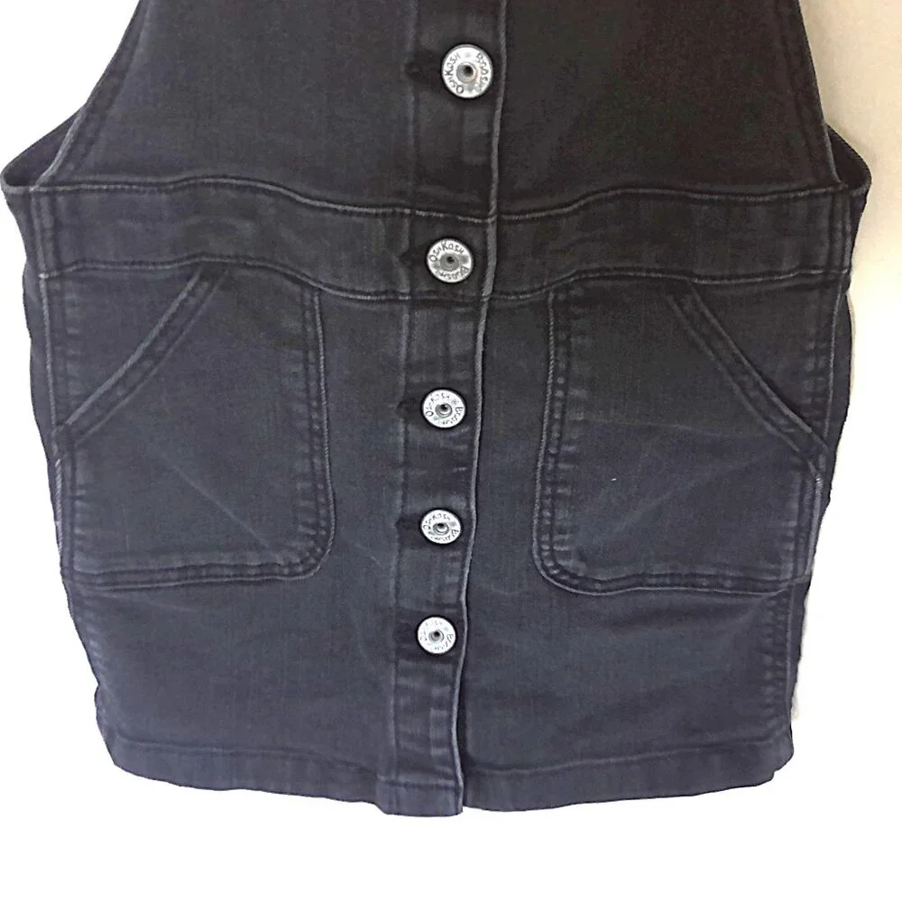 OshKosh B'gosh Girl's Black Denim Overall Dress EUC Sz 6 / 6X